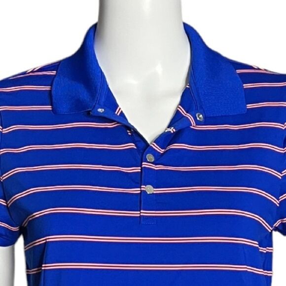 RLX Ralph Lauren Blue Polo Top with Pink Stripes - Picture 4 of 6